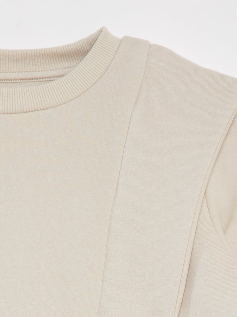 Sweat en molleton chaud avec épaulettes fantaisies GRIS - Kiabi