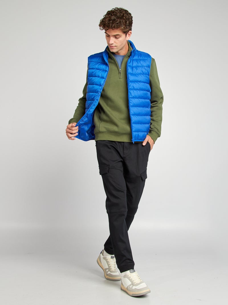 Sweat en molleton col camionneur Kaki - Kiabi