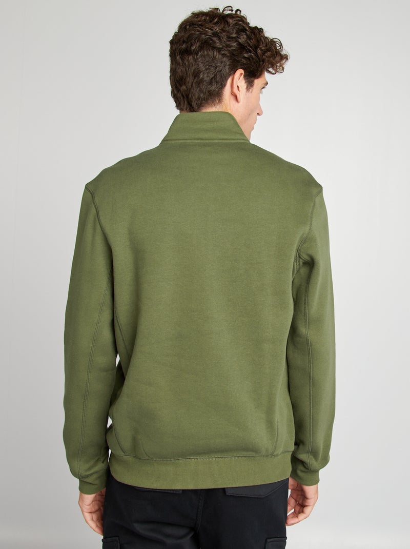Sweat en molleton col camionneur Kaki - Kiabi
