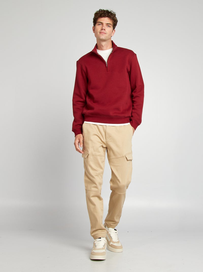 Sweat en molleton col camionneur Rouge - Kiabi