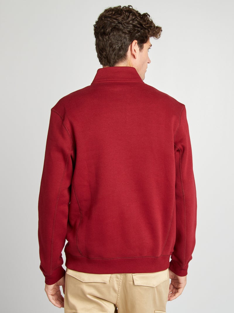 Sweat en molleton col camionneur Rouge - Kiabi