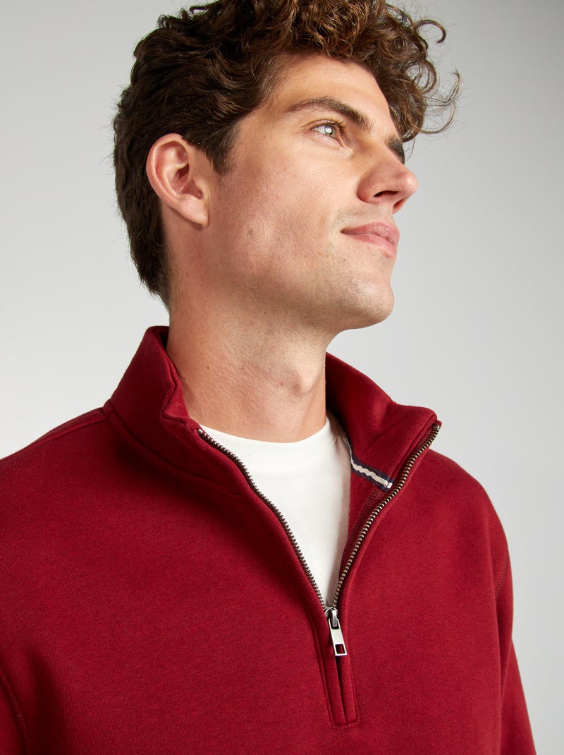 Sweat en molleton col camionneur Rouge - Kiabi