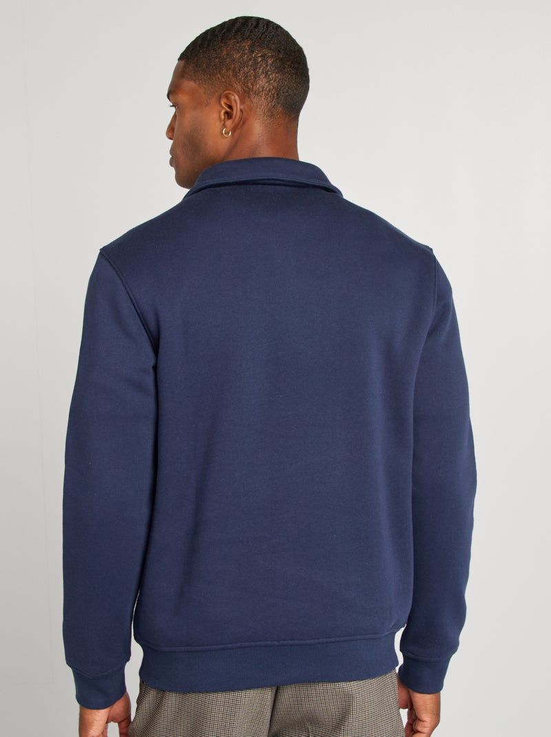 Sweat en molleton col polo Bleu marine - Kiabi