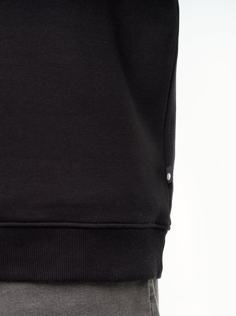Sweat en molleton col polo Noir - Kiabi