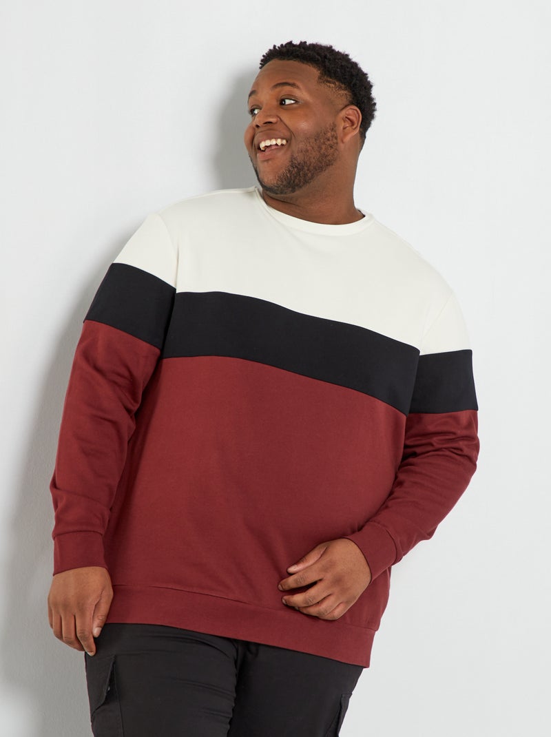Sweat en molleton color-block Blanc/ordeaux - Kiabi