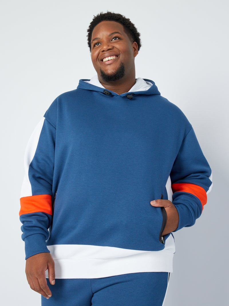 Sweat en molleton color-block bleu foncé - Kiabi