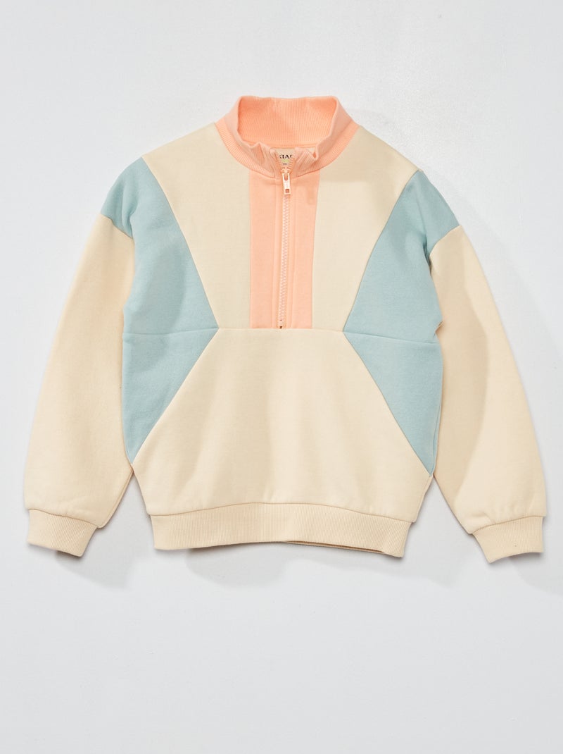 Sweat en molleton color-block Ecru - Kiabi