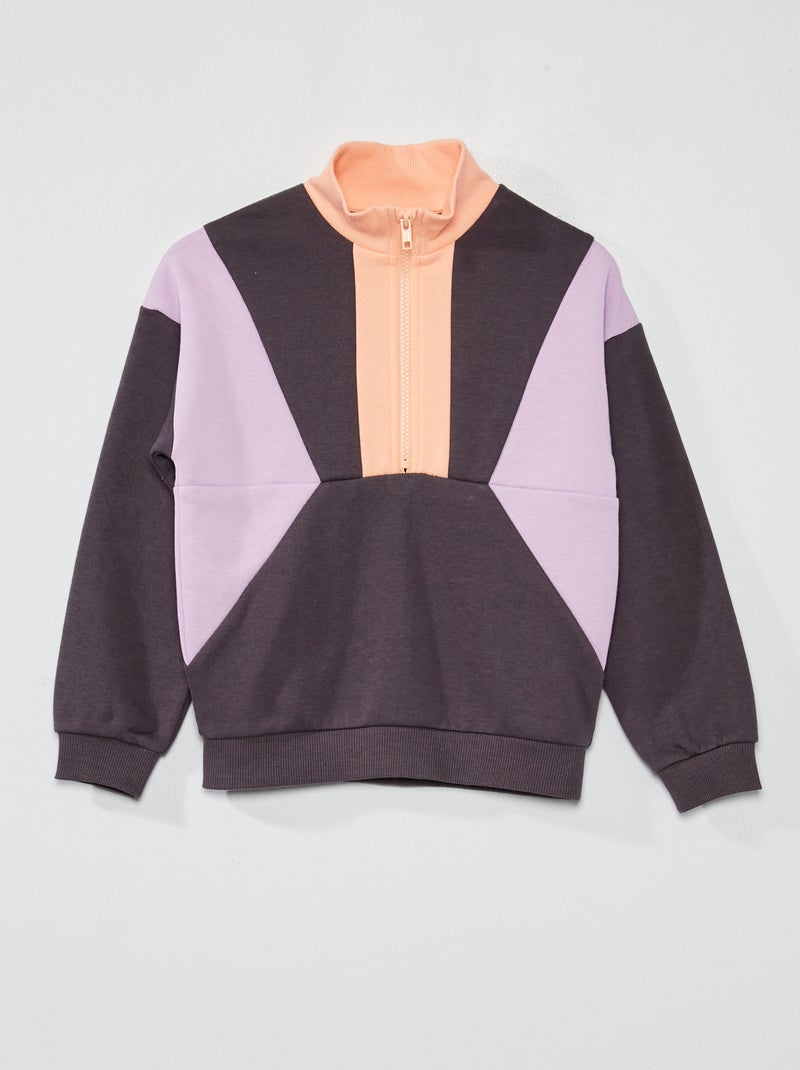 Sweat en molleton color-block Gris - Kiabi