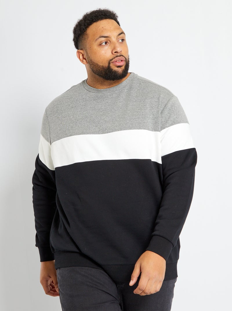 Sweat en molleton color-block Noir/gris - Kiabi