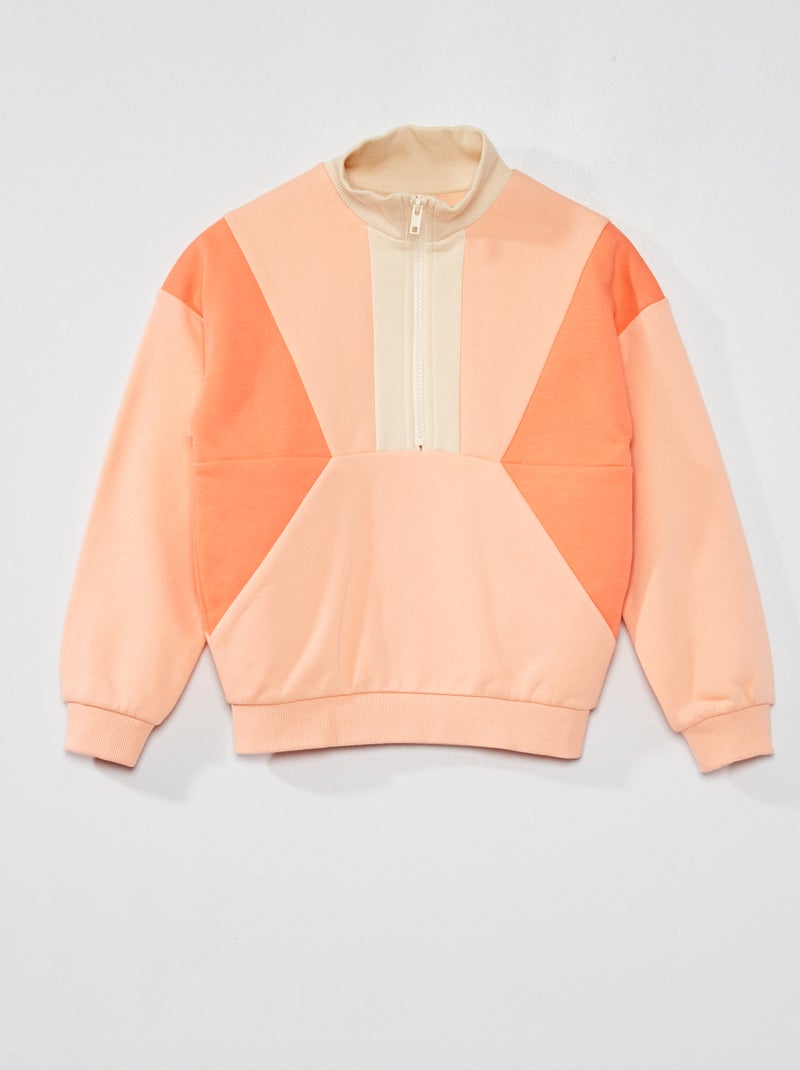 Sweat en molleton color-block Orange - Kiabi
