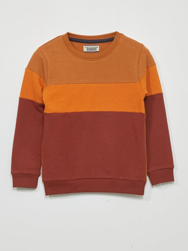 Sweat en molleton color block Rouge orange - Kiabi