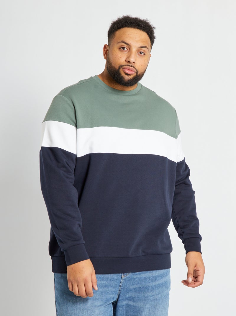 Sweat en molleton color-block Vert/bleu - Kiabi