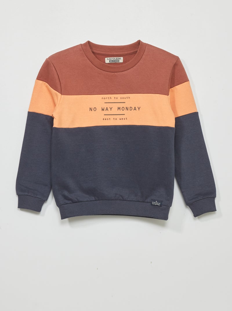 Sweat en molleton colorblock Bleu - Kiabi