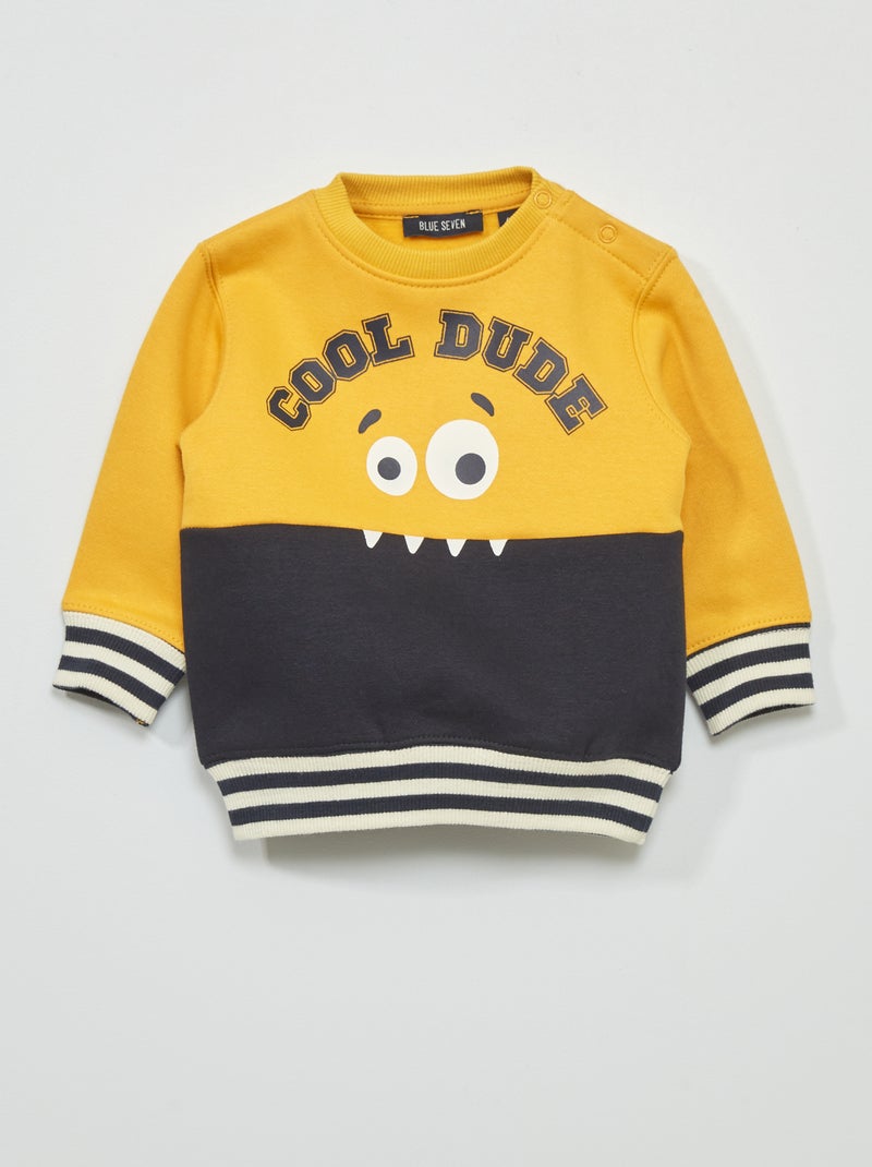Sweat en molleton 'cool dude' Jaune - Kiabi