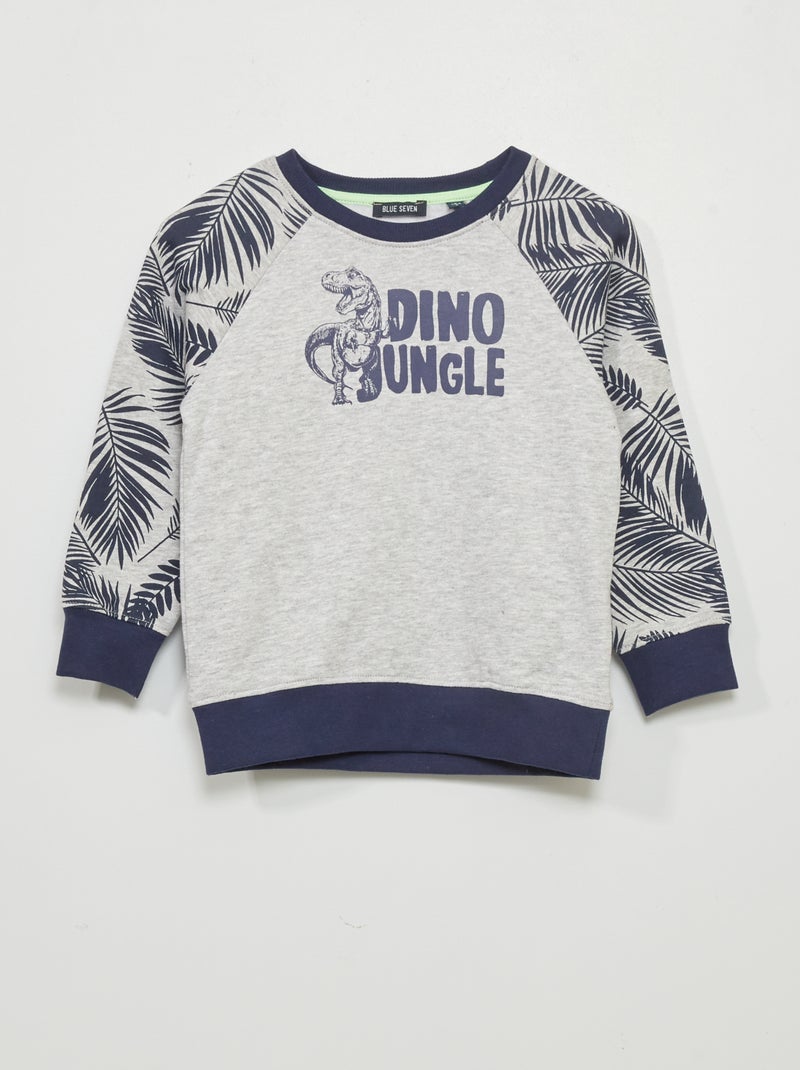 Sweat en molleton 'dinosaure' gris - Kiabi