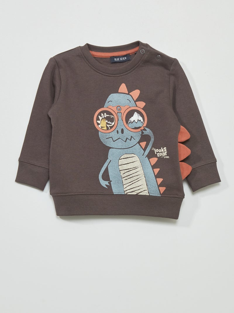 Sweat en molleton 'dinosaure' Gris - Kiabi
