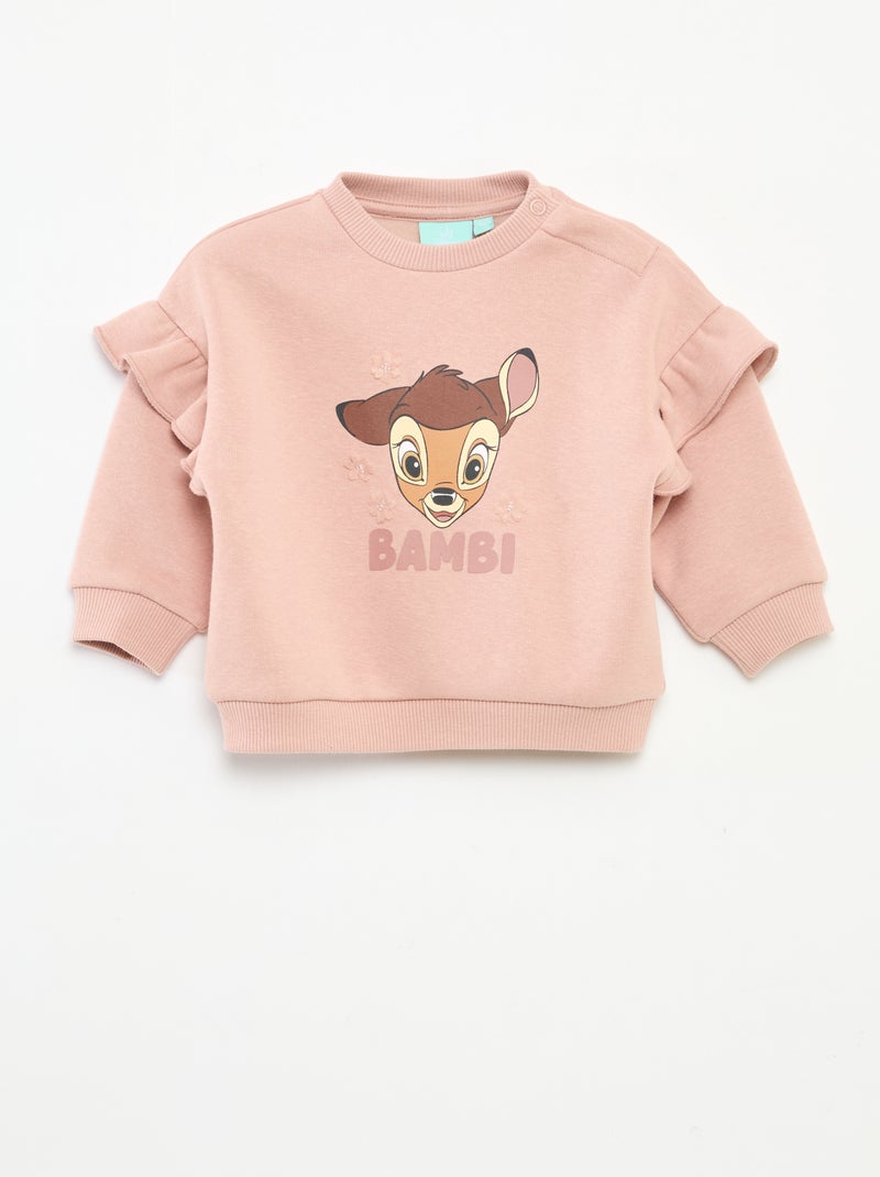 Sweat en molleton 'Disney' 'Bambi' volantée Rose - Kiabi
