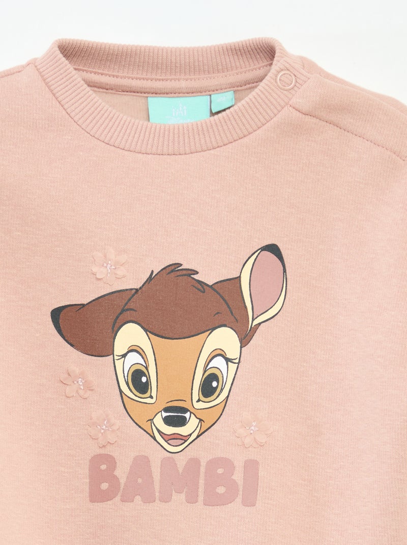 Sweat en molleton 'Disney' 'Bambi' volantée Rose - Kiabi
