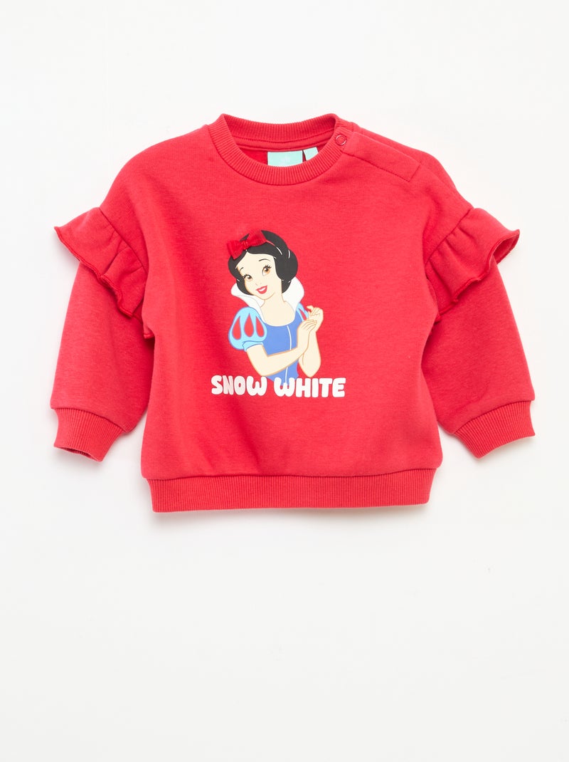 Sweat en molleton 'Disney' 'Blanche neige' volantée Rouge - Kiabi