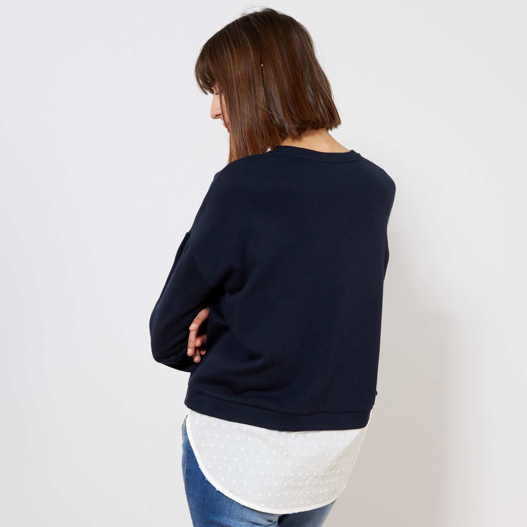 Sweat en molleton effet 2 en 1 Femme - gris - Kiabi - 17,00€