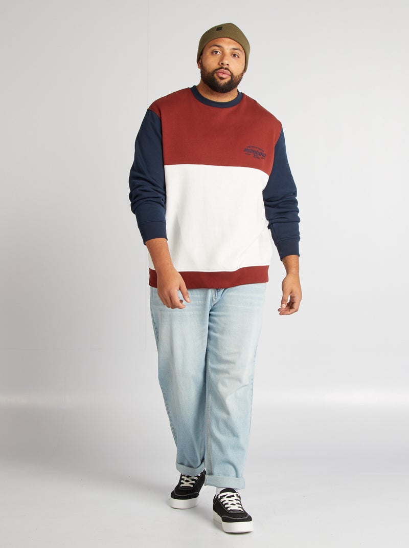 Sweat en molleton effet color block Rouge - Kiabi