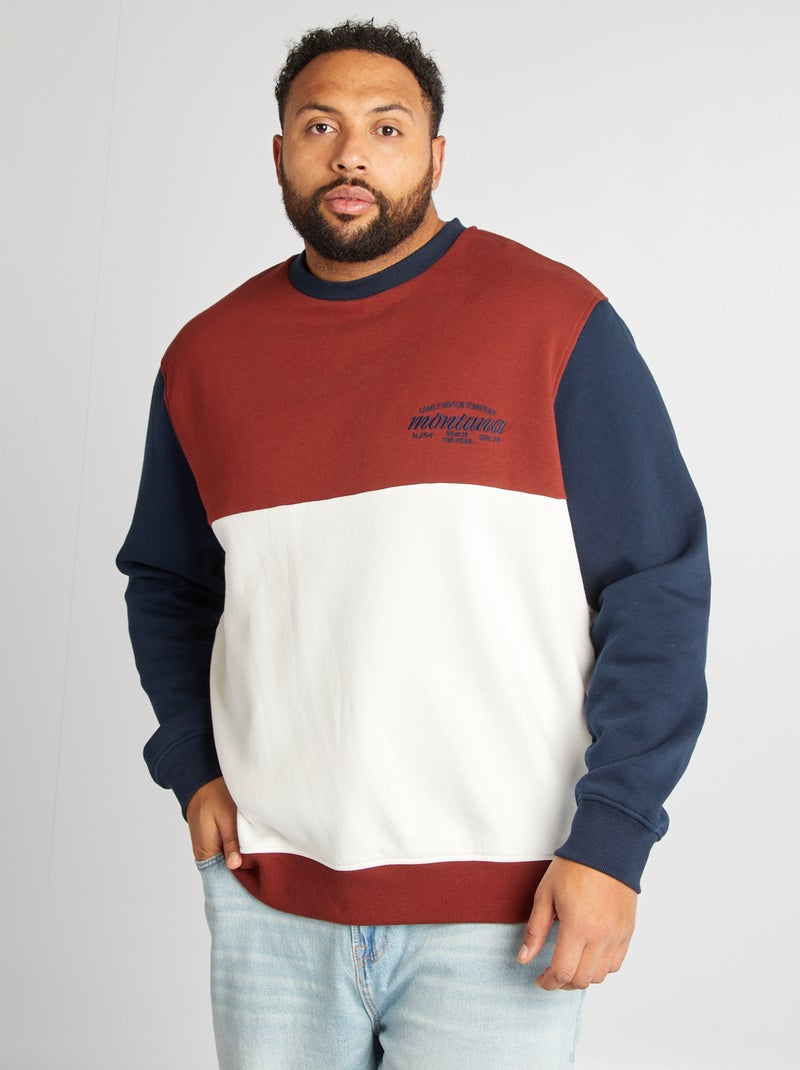 Sweat en molleton effet color block Rouge - Kiabi