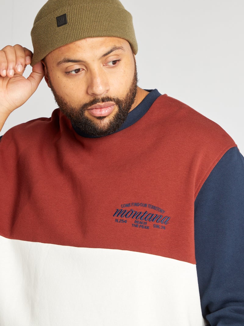 Sweat en molleton effet color block Rouge - Kiabi