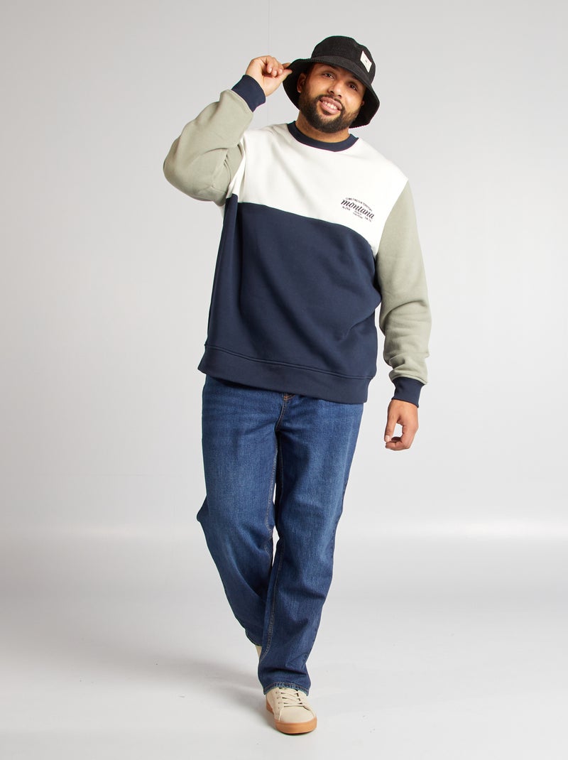 Sweat en molleton effet color block Vert - Kiabi