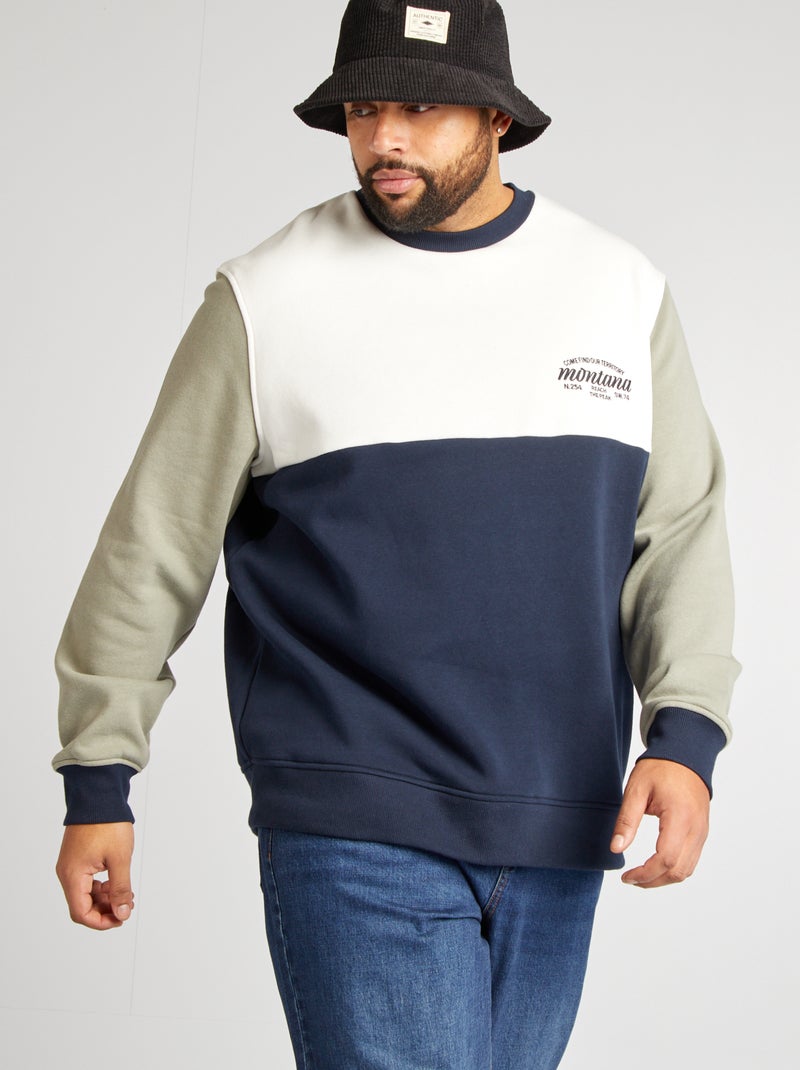 Sweat en molleton effet color block Vert - Kiabi