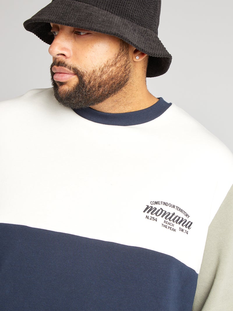 Sweat en molleton effet color block Vert - Kiabi