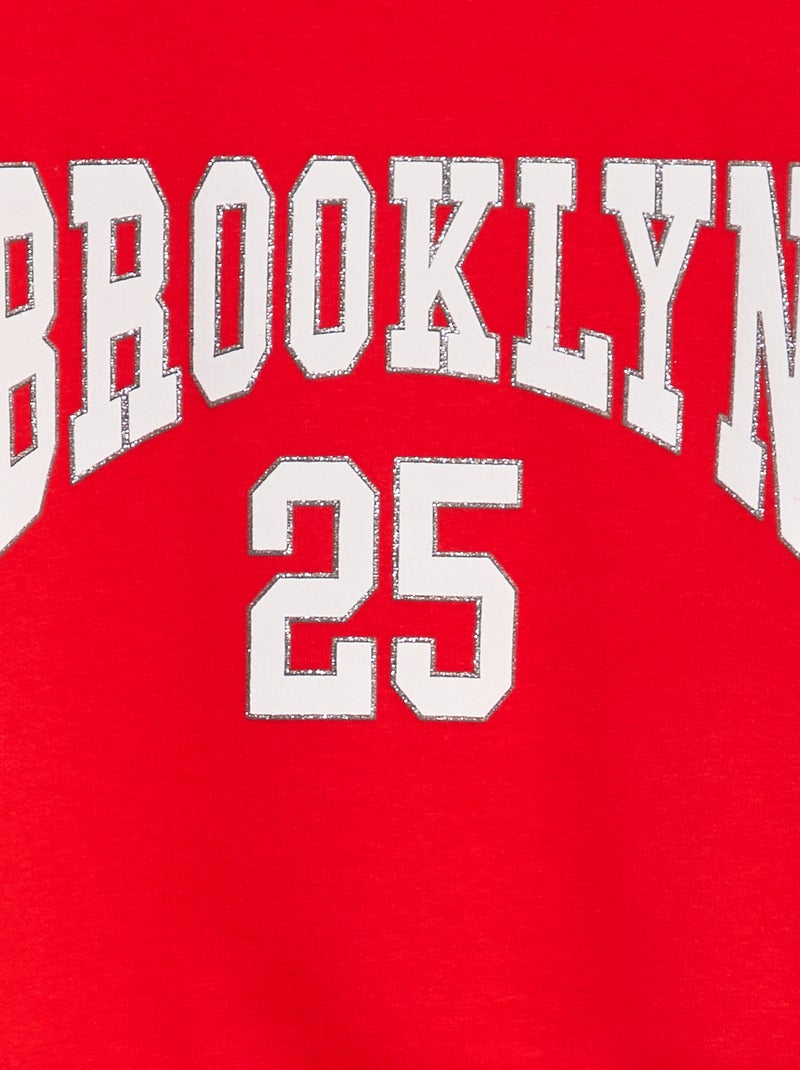 Sweat en molleton esprit campus Rouge - Kiabi