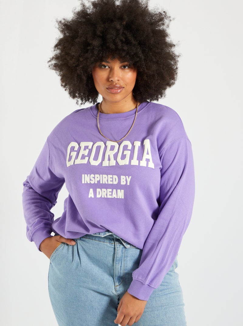 Sweat en molleton esprit campus Violet - Kiabi