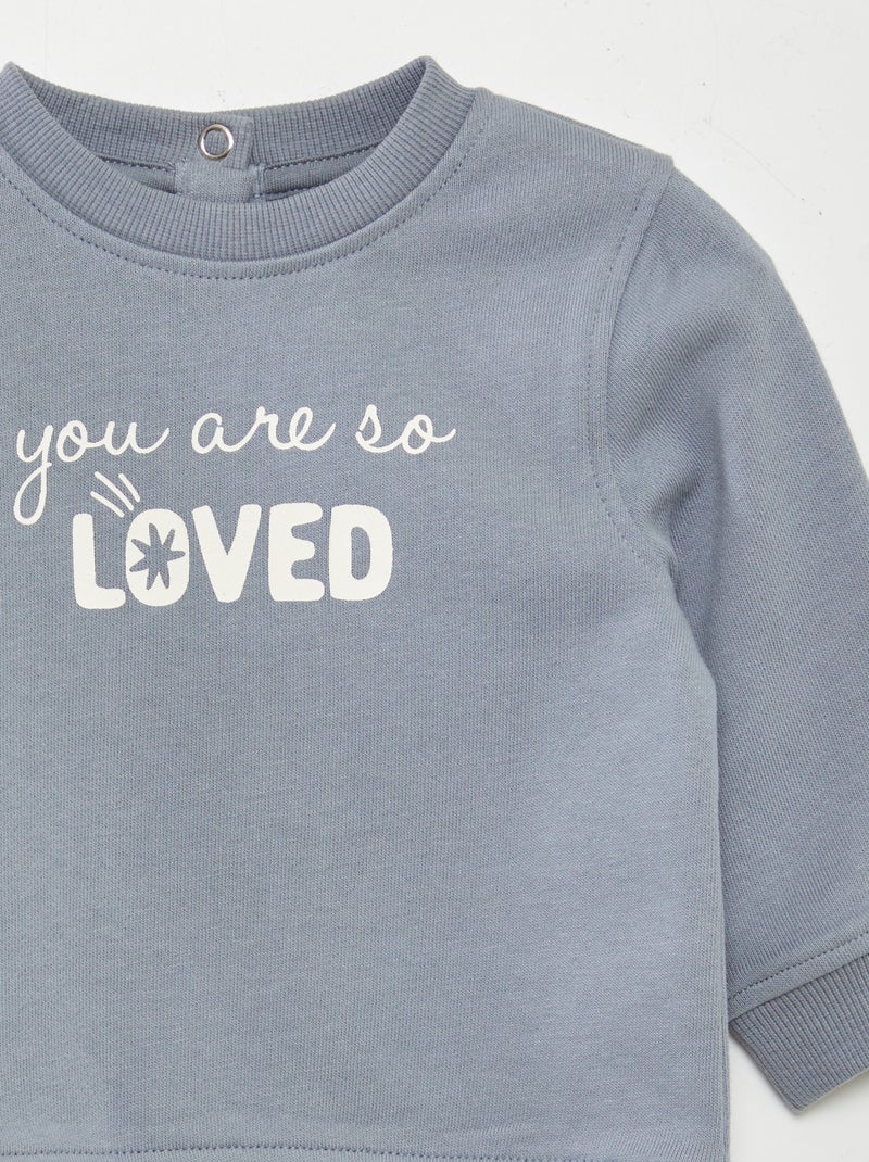 Sweat en molleton fin avec imprimé BLEU - Kiabi