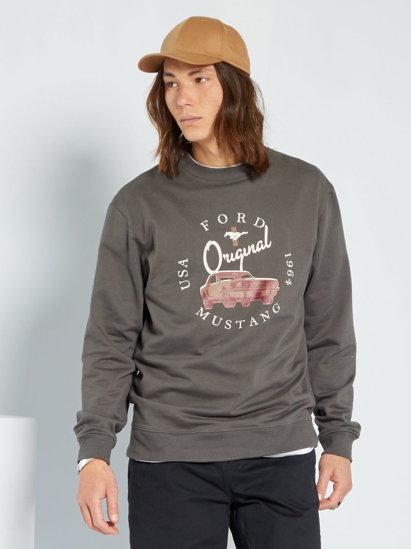 Sweat en molleton 'Ford Mustang' Kaki - Kiabi