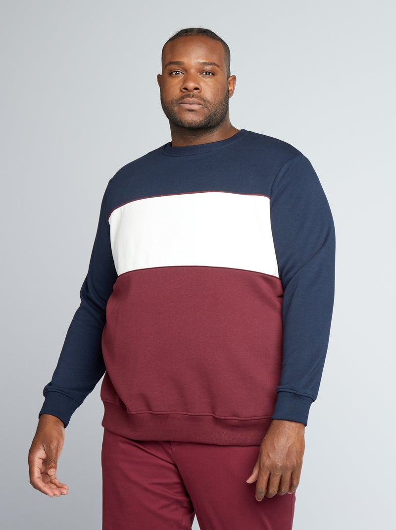 Sweat en molleton gratté colorblock Bleu/rouge - Kiabi