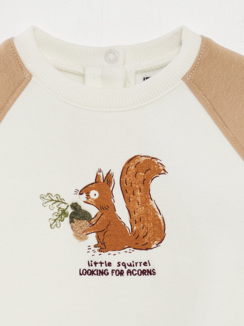 Sweat en molleton gratté imprimé Beige - Kiabi