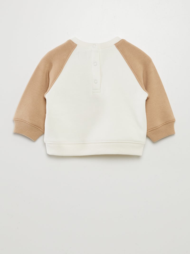 Sweat en molleton gratté imprimé Beige - Kiabi