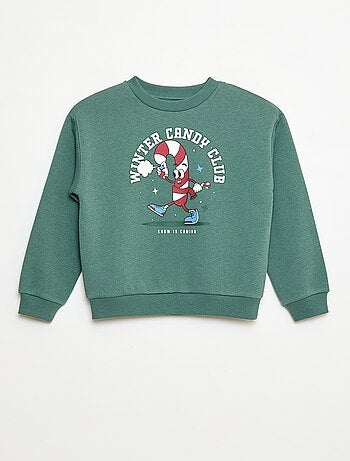 Sweat en molleton gratté imprimé 'Noël'