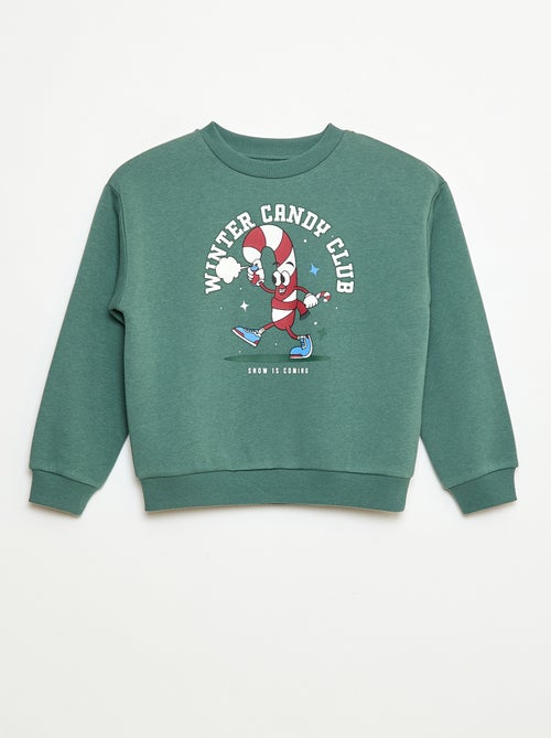 Sweat en molleton gratté imprimé 'Noël' - Kiabi