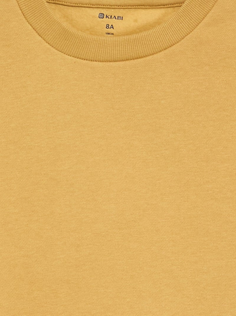 Sweat en molleton gratté uni Jaune - Kiabi