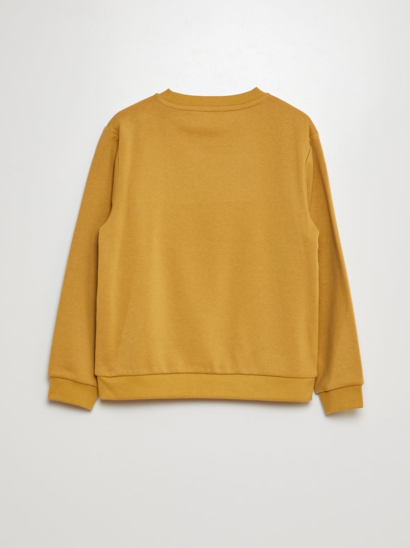 Sweat en molleton gratté uni Jaune moutarde - Kiabi