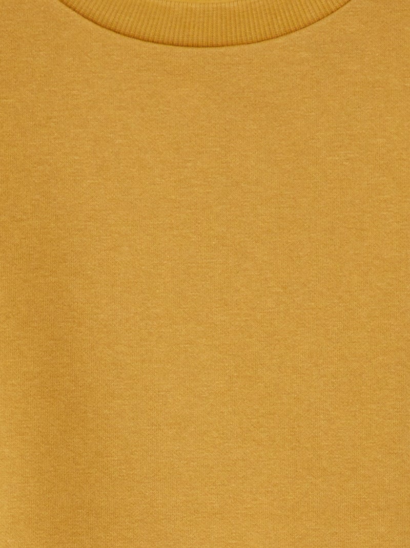 Sweat en molleton gratté uni Jaune moutarde - Kiabi