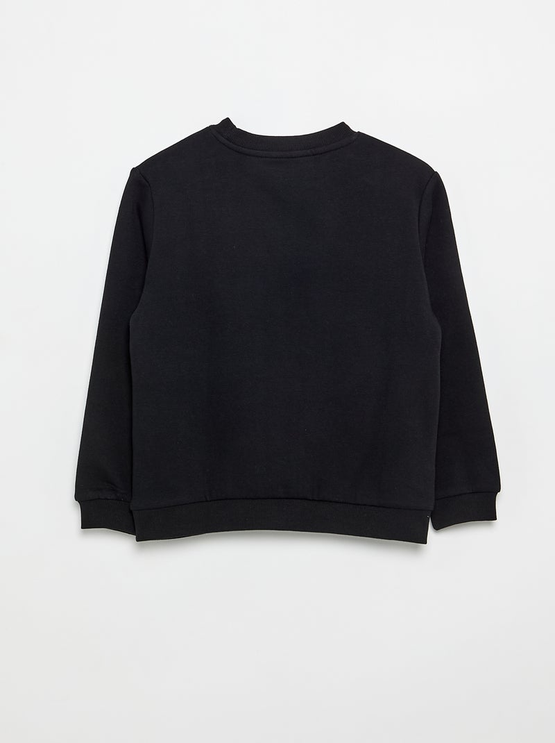 Sweat en molleton gratté uni Noir - Kiabi