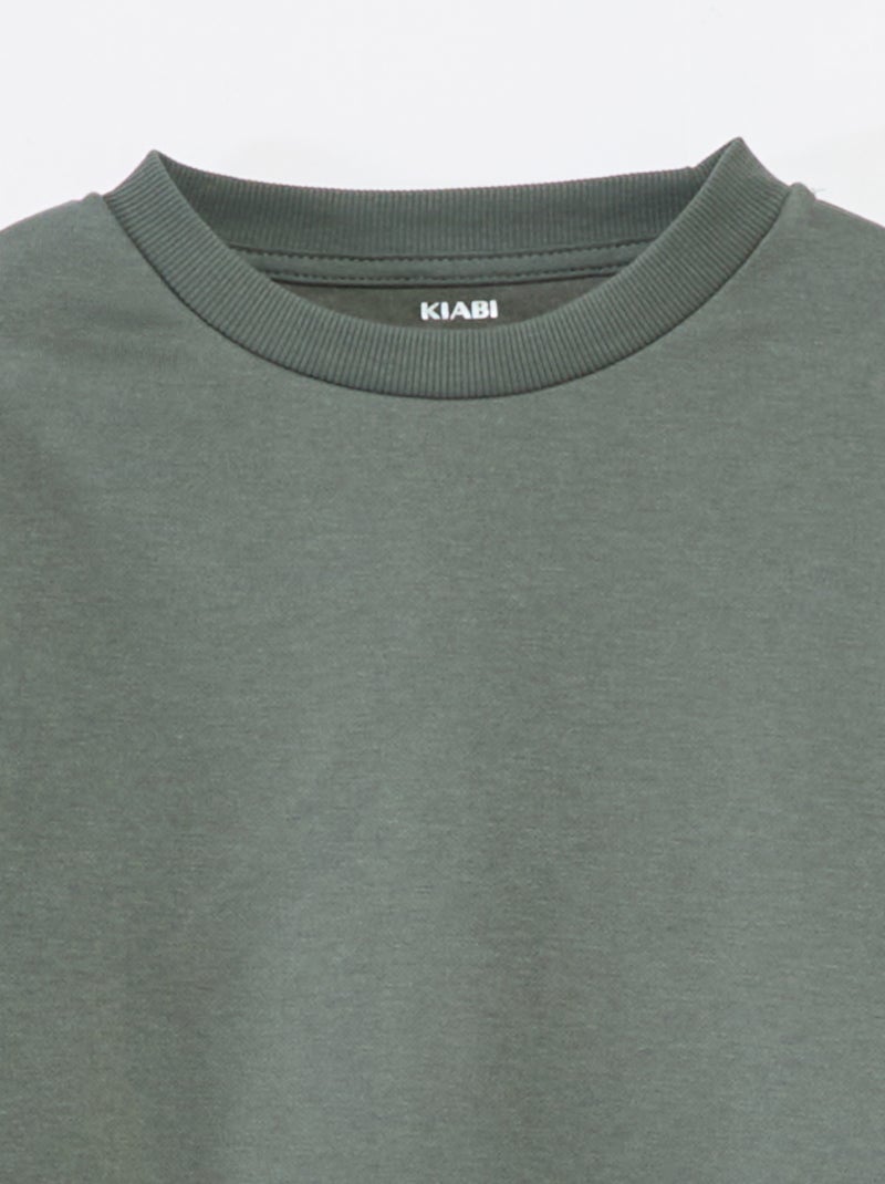 Sweat en molleton gratté uni Vert - Kiabi