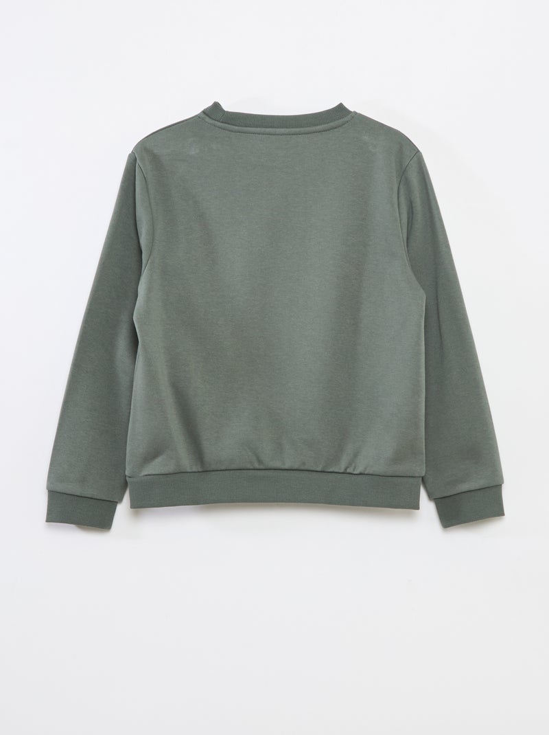 Sweat en molleton gratté uni Vert - Kiabi