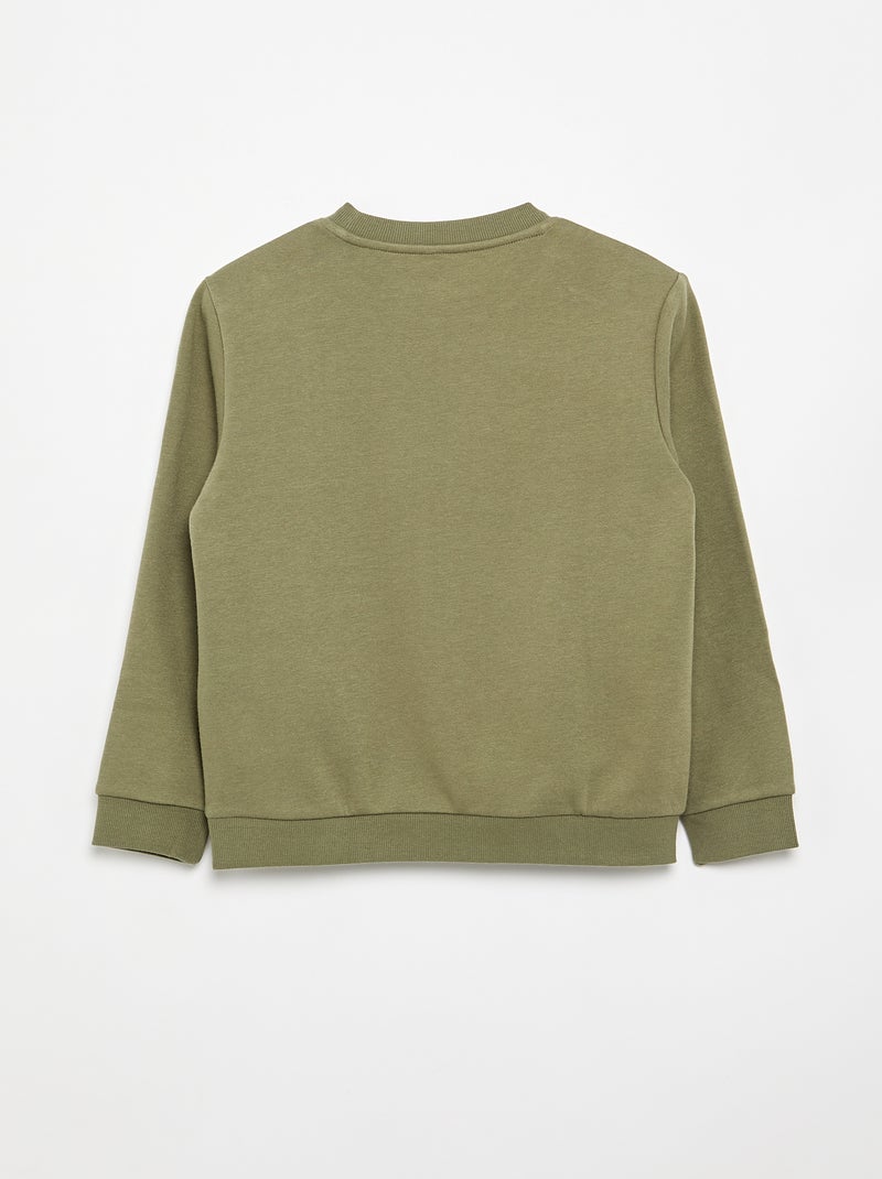 Sweat en molleton gratté uni Vert - Kiabi