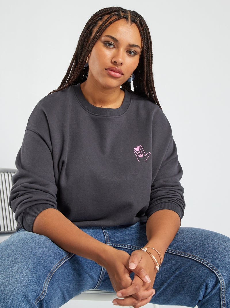 Sweat en molleton Gris - Kiabi