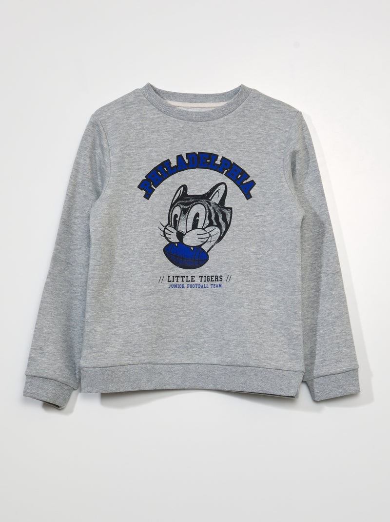 Sweat en molleton Gris chiné - Kiabi