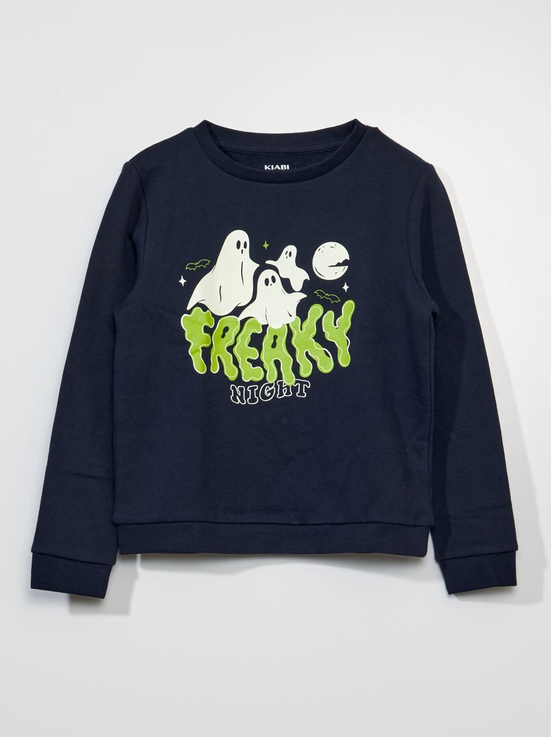 Sweat en molleton 'Halloween' Gris - Kiabi