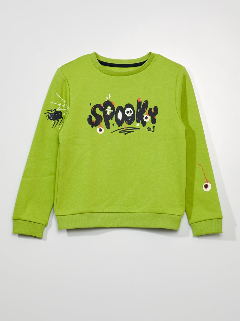 Sweat en molleton 'Halloween' Vert - Kiabi